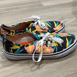 Vans Women's Tropical Floral Sneakers - Black and Orange size 7